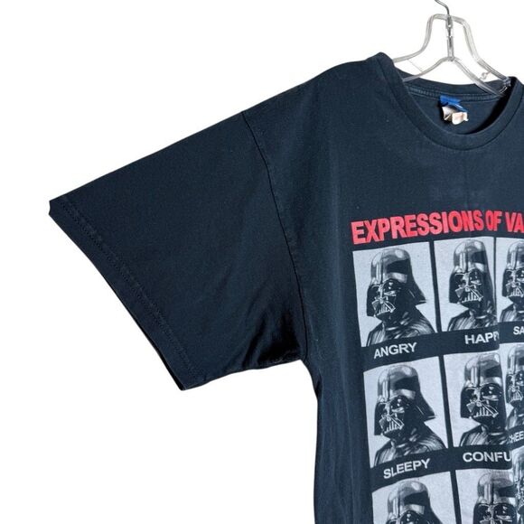 Star Wars Black Short Sleeve Expressions of Darth Vader T-shirt Size L Vintage - Picture 7 of 11